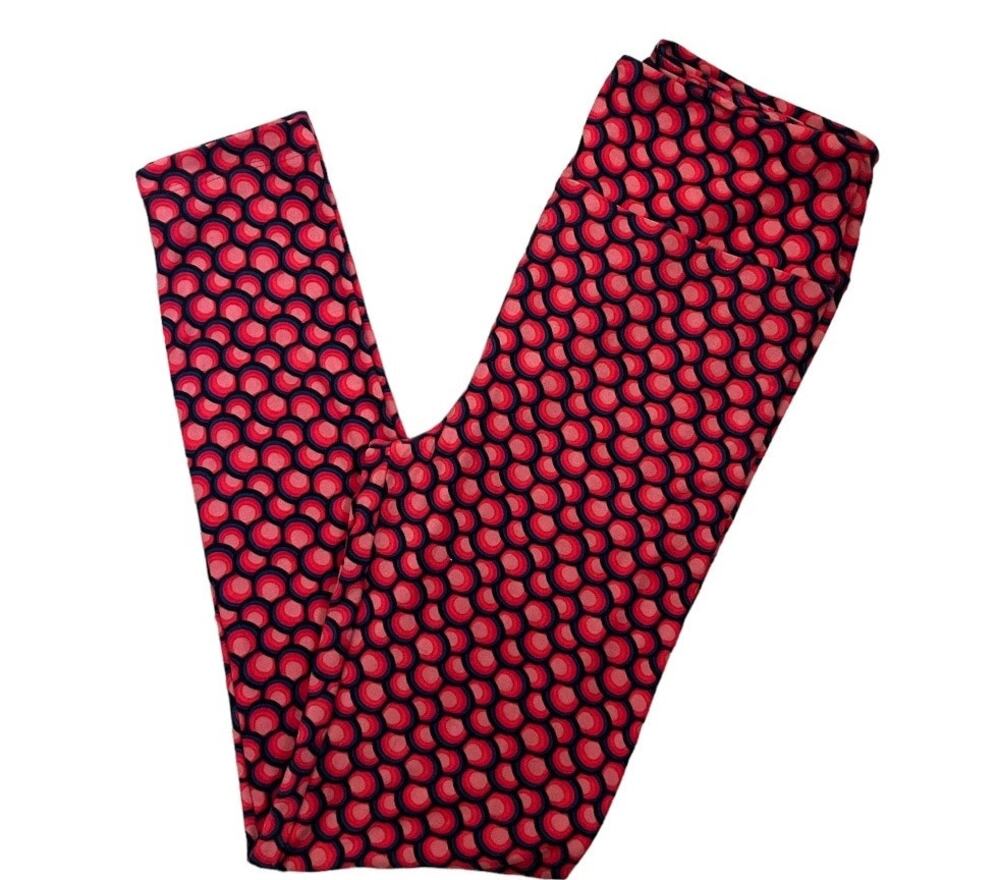 Lularoe Red Print Super Soft Leggings One Size